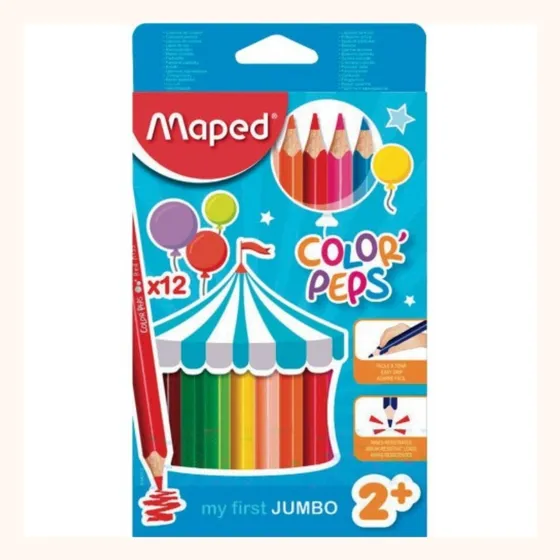 Lápices De Colores C/12 Pzas Triangulares Jumbo Color Peps
