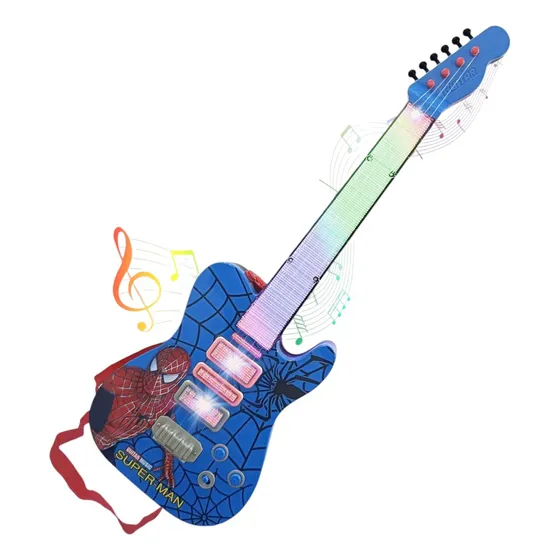 Juguete Guitarra Eléctrica Con Luces Y Sonidos Niños Spiderm