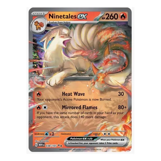 Pokemon 151 Ninetales Ex Carta Original Tcg 38/165 Card Ninetales Ex Inglés