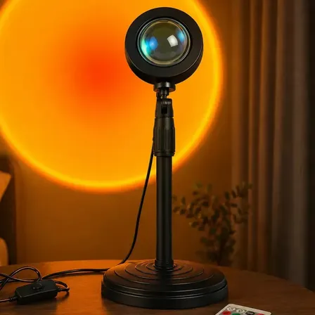 Luminária Led Pôr Do Sol Sunset Lopez Imports Projetor Decoração Tripé Ajustável 16 Cores Controle Remoto USB Efeito Sunset Quartos Sala Estúdio Fotografia Presente Decorativa Ambiente Romântico Retrô