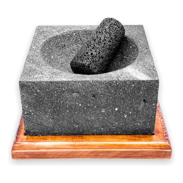 Mortero Y Mano De Piedra Lava Mexicana Hecha Mano (6.5 ...