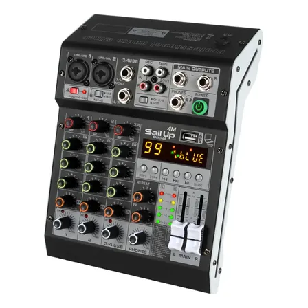 Mesa De Som 4 Canais 99dsp Usb Mixer Áudio Usb Bluetooth 48v 127/220v Preto