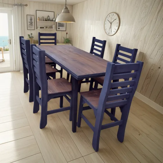 Mesa 160 + 6 Sillas Fajas / Juego De Comedor / Mesa Y Silla