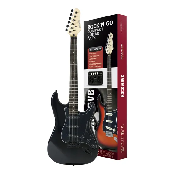 Kit Guitarra Rockwave Strinberg Strato Rgk50 Bk Preto