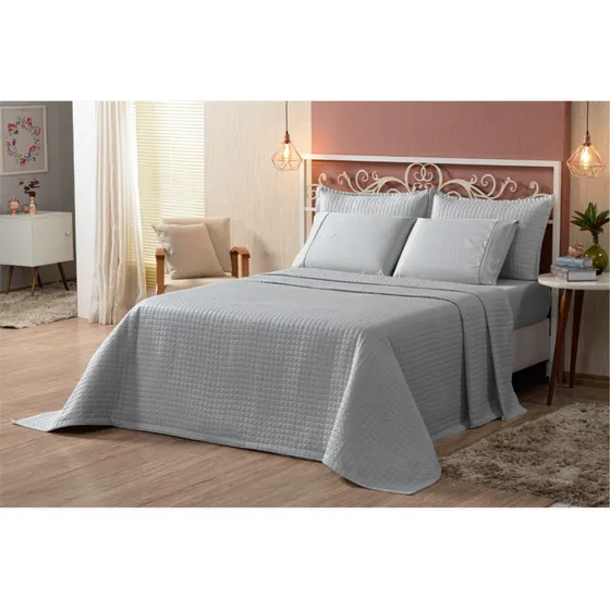 Cobre Leito King 03 Peças Colcha Matelada 400 Fios