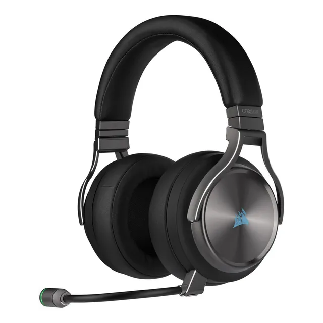 Auriculares gamer inalámbricos Corsair Virtuoso RGB Wireless SE gunmetal con luz LED