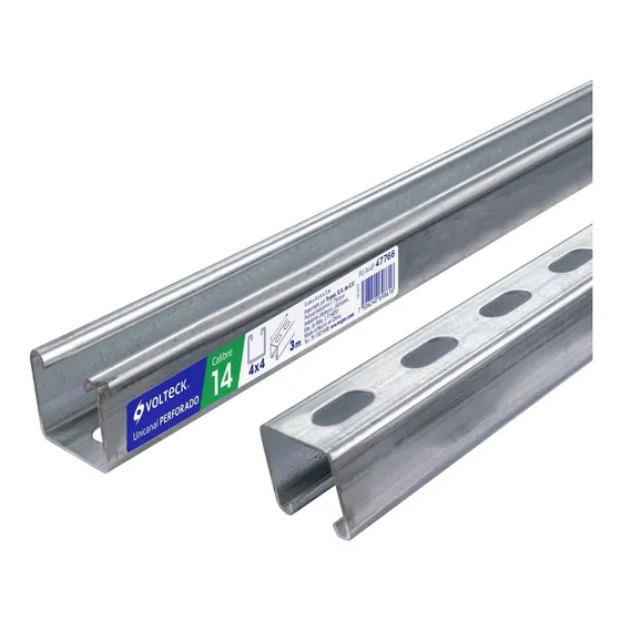 2 Perfiles Unical Perforado Volteck De 1.5m 4x4cm Calibre 14