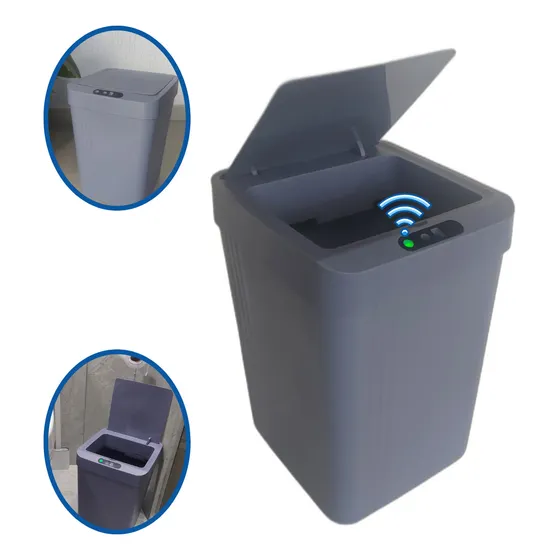 Lixeira Sensor Inteligente 13l Higienica Moderna Automática Cor Cinza