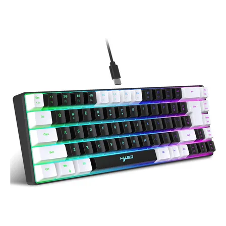 Teclado Gamer Hxsj V200 68 Teclas Membrana Rgb Negro Inglés Us