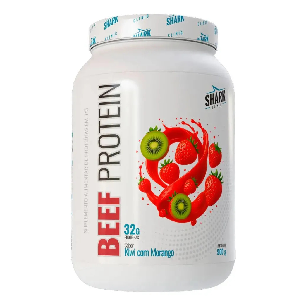 Proteína Shark Pro Beef Isolado Hidrolisado Morango Kiwi em pó x 900g