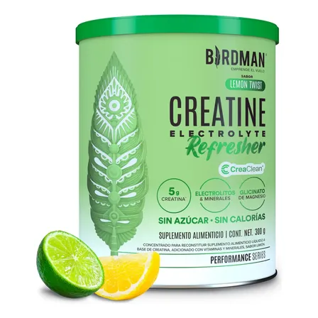 Birdman Creatine Refresher | Creatina Monohidratada Con Electrolitos, Magnesio Y Vitaminas | Lemon Twist | 30 Porciones