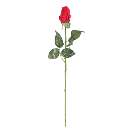 Haste Botão De Rosa Fechado Vermelho 43cm
