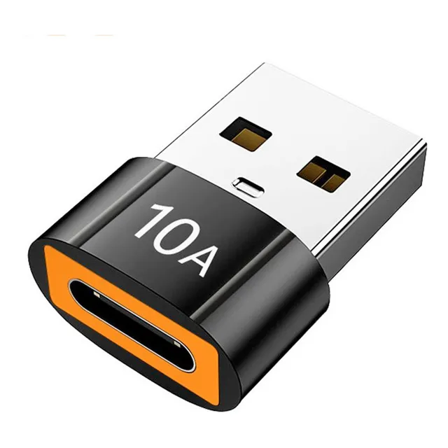 Convertidor Otg 10a Tipo C A Usb Macho Datos Atla Velocidad Color Black