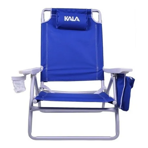 Cadeira De Praia Reclinável Com Bolsa Térmica Azul Até 136kg