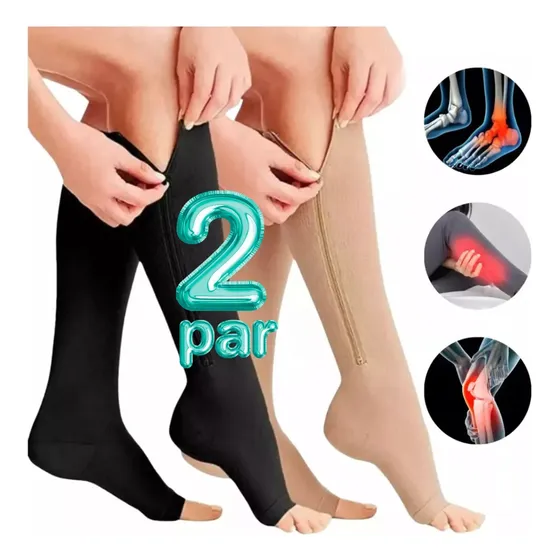 2 Calcetas Compresión Medias Calcetín Con Cierre De Zip Sox