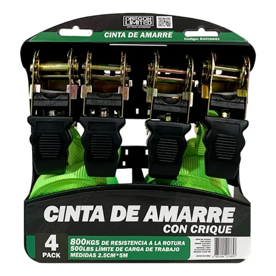 Juego 4 Pcs Cinta Correa De Amarre Con Trinquete Universal