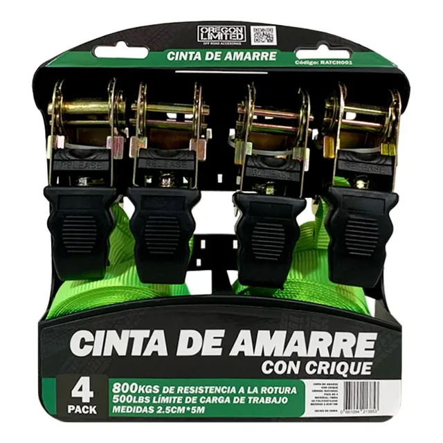Juego 4 Pcs Cinta Correa De Amarre Con Trinquete Universal