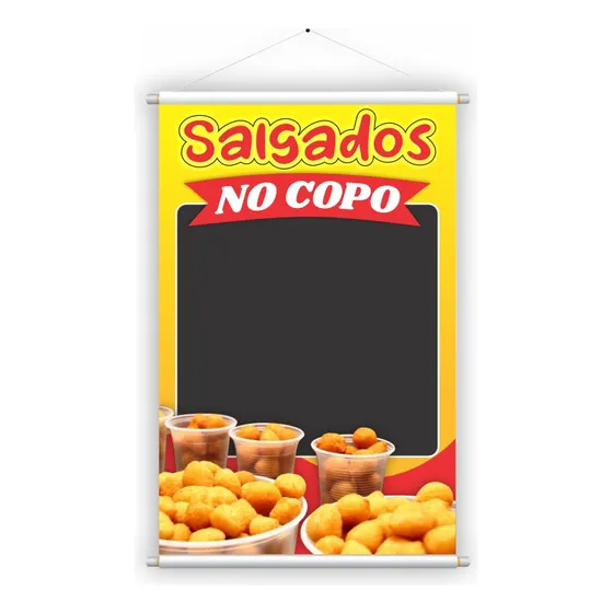 Banner De Salgado No Copo Pronto 45x70cm Lanchonete 1un