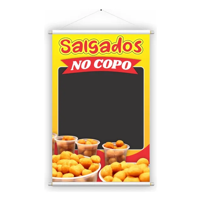 Banner De Salgado No Copo Pronto 45x70cm Lanchonete 1un