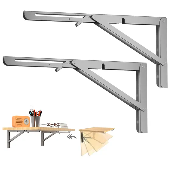 Kit 2 escuadra metalica abatible soporte plegable color plata