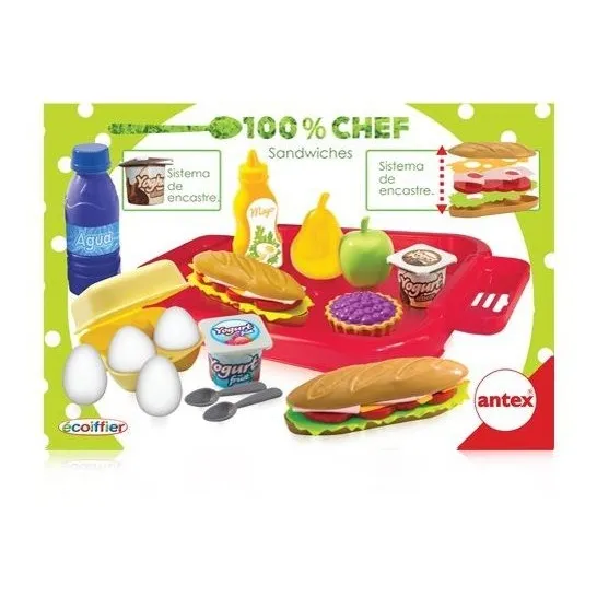 Bandeja Sandwich Antex 100% Chef Cocina Comida Juguete