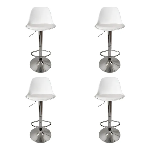 Set De 4 Bancos Altos Inngroup Para Barra Cocina Ajustables Color Blanco