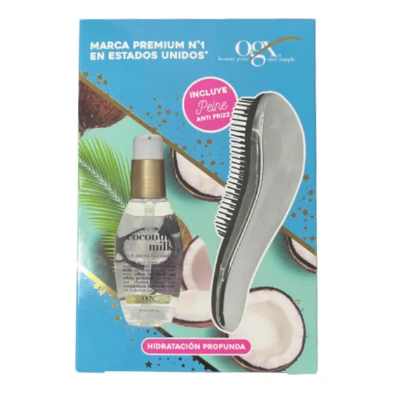Pack Serum Ogx Coconut Milk + Peine Anti-frizz