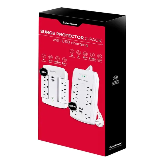 Cyberpower 2 Pack Multicontactos Con Supresor Msi