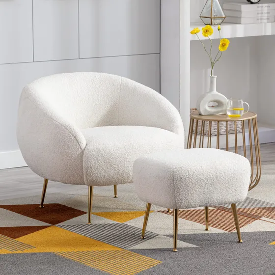 Merax Silla Decorativa Comoda Mediado Siglo Sillon Otomano 1