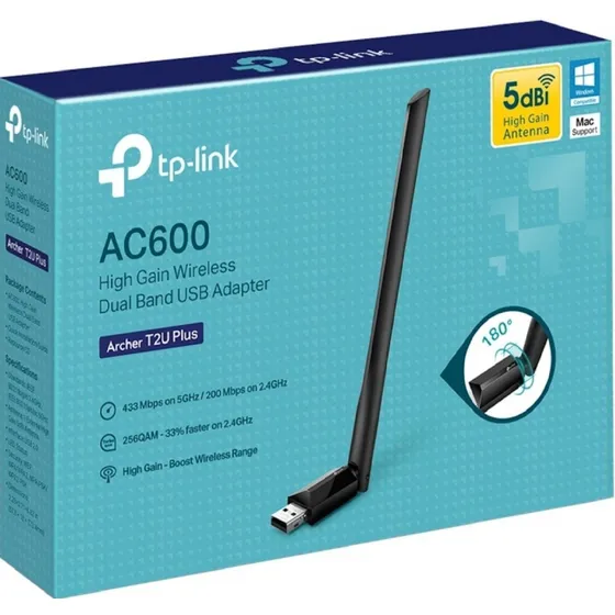 Adaptador Wifi Tp-link T2u Plus Usb Ac600 Dual Alta Ganancia