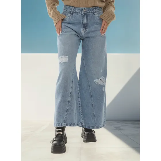 Jean Baggy Con Roturas Gabón Mujer . .