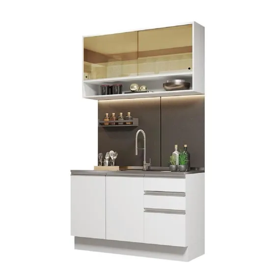 Cocina Integral Madesa Glamy Con Mesón De Acero Con 120cm