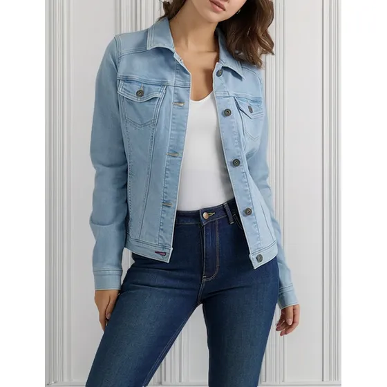 Chaqueta Vaquera Elástica De Mujer Moda Abrigo Slim
