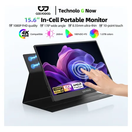 Monitor Táctil Portátil 15.6'' 1080p Para Laptop, Pc, Ps4