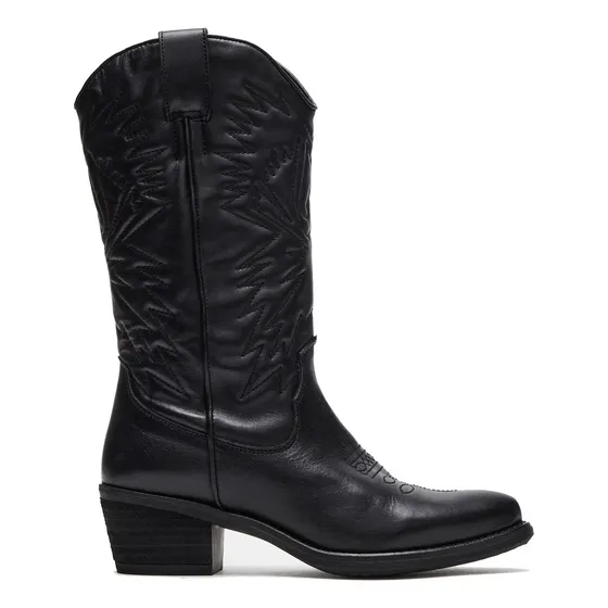 Botas Vaqueras Sm Hayward Piel Mujer Color Negro