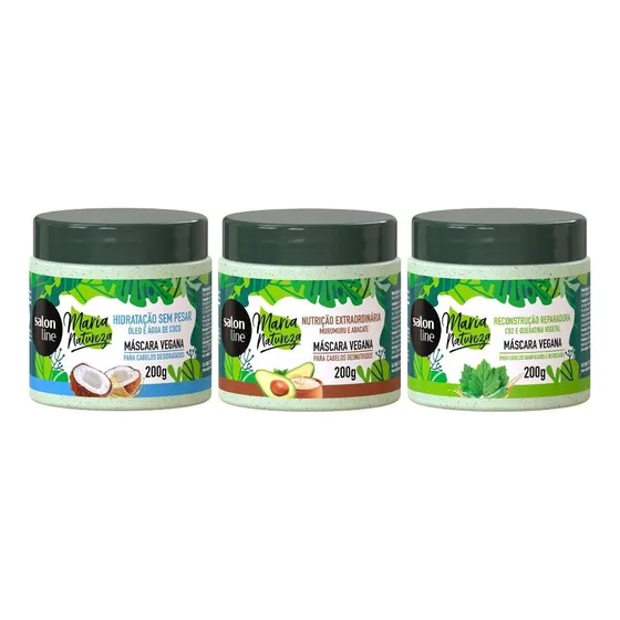 Kit Maria Natureza Com 3 Máscaras, Salon Line, 200g