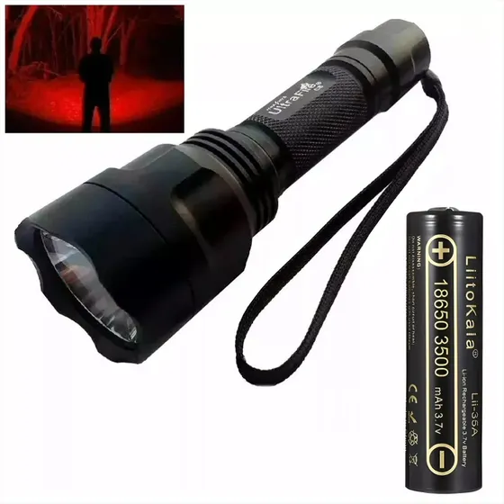Pack Linterna Roja C8 Led N4 Ultrafire Profesional, Batería