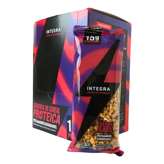 Barra Proteica Mani Con Arandano Integra 43g X 10 Unidades