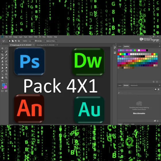 Adobe Photoshop Illuistrator Lighroom  Pack 4x1 Permanentes