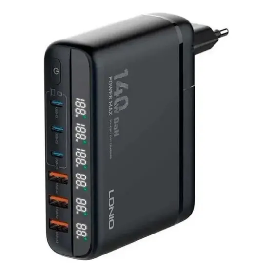 Cargador Ldnio Carga Rapida Universal Negro 140w 3tipo C