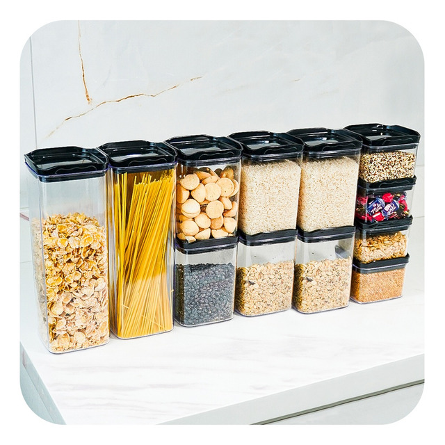 Kit 12 Potes Herméticos Porta Mantimentos Quadrado Cozinha Kit 12 Potes Herméticos Porta Mantimentos Quadrado Cozinha