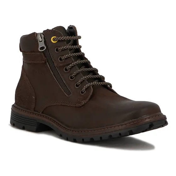 Starsax Bota Cuero Casual Hombre Acordonado C/cierre - Café