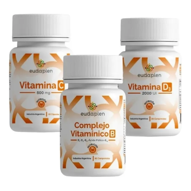 Combo Vitaminas C, D3 Y Complejo Vit. B 1,3,6,12 Apto Vegano