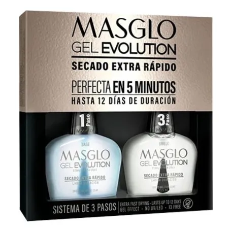 Base+brillo Masglo Gel Evolution  13.5ml 12 Dias Sin Lampara