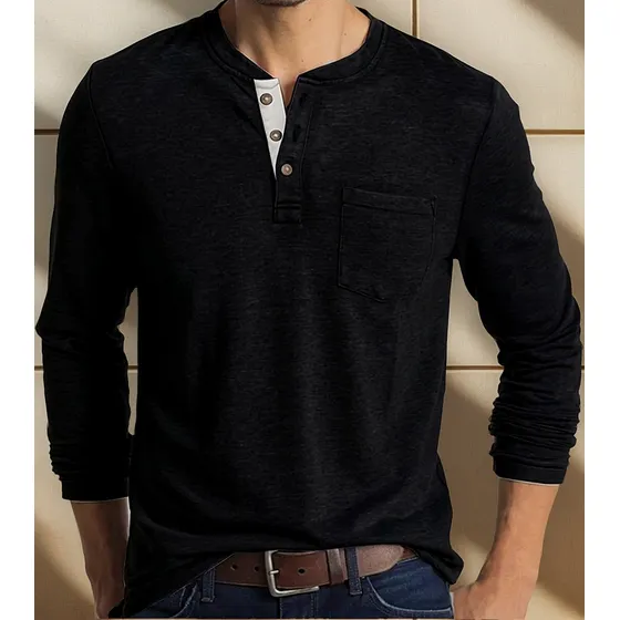 Polera Hombre Manga Larga Botones