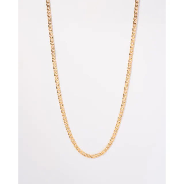 Cadena Eslabón Plano En Oro Laminado 18k Para Caballero