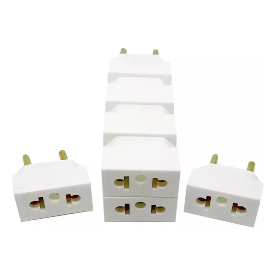 Plugue Adaptador De Tomada Americano Para Pino Chato Bipolar 127/220V Padrão Brasil 10a Branco 10 Unidades