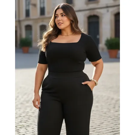 Conjunto Plus Size Sise Calça Pantalona Blusa Feminina