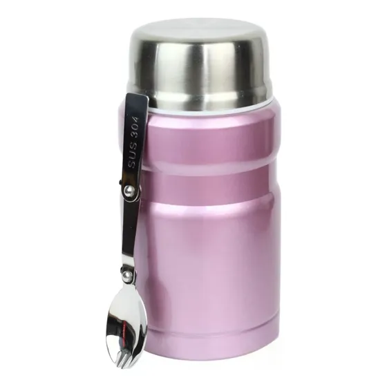 Pote Térmico Hermético Marmita Refeição 12horas 650ml Adulto Cor Rosa