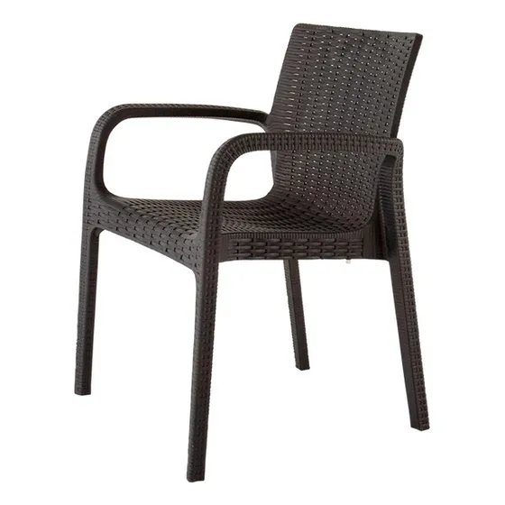 Silla Tipo Rattan De Comedor Terraza, Polipropileno Durable Estructura De La Silla Café